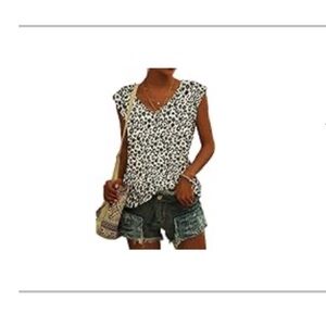 Leopard Print Cap Sleeve Shirt